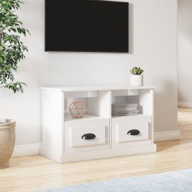 Mueble de TV madera contrachapada blanco brillo 80x35x50 cm en Muebles TV | Comprar online en Foru.es
