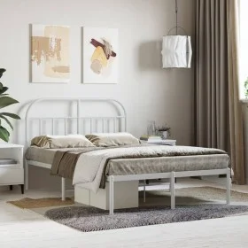 Metal bed frame with white headboard 120x190 cm by vidaXL, Beds and slatted bases - Ref: Foro24-353681, Price: 95,94 €, Disco...