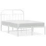 Metal bed frame with white headboard 120x190 cm by vidaXL, Beds and slatted bases - Ref: Foro24-353681, Price: 95,94 €, Disco...