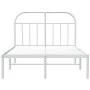 Metal bed frame with white headboard 120x190 cm by vidaXL, Beds and slatted bases - Ref: Foro24-353681, Price: 95,94 €, Disco...