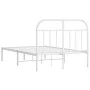 Metal bed frame with white headboard 120x190 cm by vidaXL, Beds and slatted bases - Ref: Foro24-353681, Price: 95,94 €, Disco...