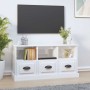 Mueble de TV madera contrachapada blanco brillo 100x35x50 cm en Muebles TV | Comprar online en Foru.es