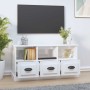 Mueble de TV madera contrachapada blanco brillo 100x35x50 cm en Muebles TV | Comprar online en Foru.es