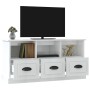 Mueble de TV madera contrachapada blanco brillo 100x35x50 cm en Muebles TV | Comprar online en Foru.es