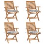 Sillas de jardín plegables 4 uds madera maciza teca con cojines en Sillas de jardín | Comprar online en Foru.es