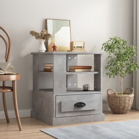 Mesa auxiliar madera contrachapada gris hormigón 50x50x60 cm en Mesas auxiliares | Comprar online en Foru.es