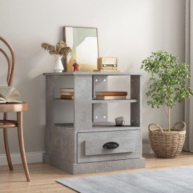 Mesa auxiliar madera contrachapada gris hormigón 50x50x60 cm en Mesas auxiliares | Comprar online en Foru.es