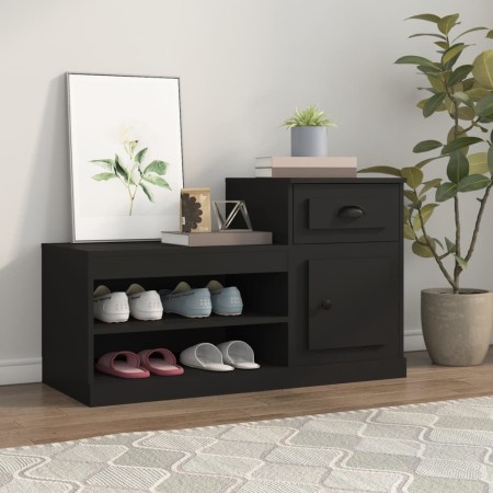 Mueble zapatero madera contrachapada negro 100x42x60 cm en Zapateros y organizadores de calzado | Comprar online en Foru.es