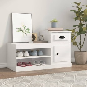 Mueble zapatero madera contrachapada blanco brillo 100x42x60 cm en Zapateros y organizadores de calzado | Comprar online en Foru
