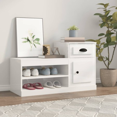 Mueble zapatero madera contrachapada blanco brillo 100x42x60 cm en Zapateros y organizadores de calzado | Comprar online en Foru