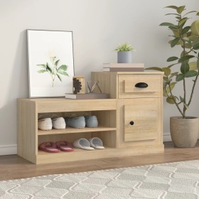 Mueble zapatero madera contrachapada roble Sonoma 100x42x60 cm en Zapateros y organizadores de calzado | Comprar online en Foru.