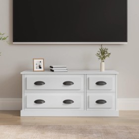 Mueble de TV madera contrachapada blanco brillo 100x35,5x45 cm en Muebles TV | Comprar online en Foru.es