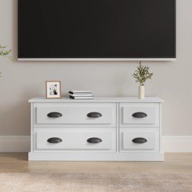 Mueble de TV madera contrachapada blanco brillo 100x35,5x45 cm en Muebles TV | Comprar online en Foru.es