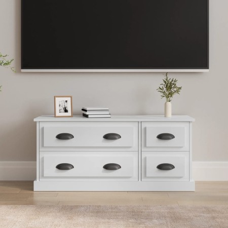 Mueble de TV madera contrachapada blanco brillo 100x35,5x45 cm en Muebles TV | Comprar online en Foru.es