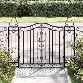 Black wrought iron garden gate 121x8x100 cm by vidaXL, garden gates - Ref: Foro24-363430, Price: 102,57 €, Discount: %