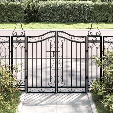 Puerta de jardín de hierro forjado negro 121x8x100 cm de vidaXL, Puertas de jardín - Ref: Foro24-363430, Precio: 102,57 €, De...