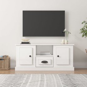 Mueble de TV madera contrachapada blanco brillo 100x35,5x45 cm en Muebles TV | Comprar online en Foru.es