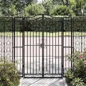 Black wrought iron garden gate 121x8x150 cm by vidaXL, garden gates - Ref: Foro24-363432, Price: 152,33 €, Discount: %