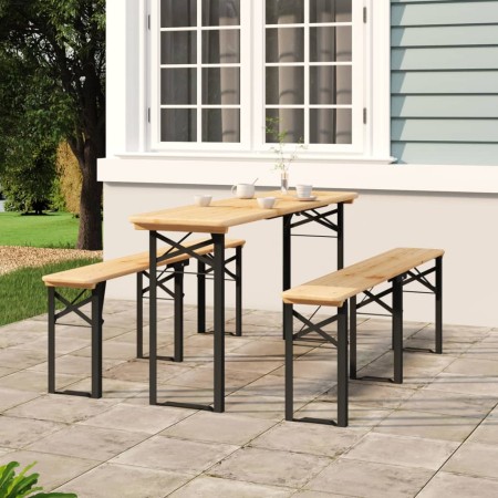 Mesa y bancos plegables de bar 3 piezas madera maciza de abeto de vidaXL, Conjuntos de jardín - Ref: Foro24-363113, Precio: 2...