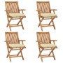 Sillas de jardín plegables 4 uds madera maciza teca con cojines en Sillas de jardín | Comprar online en Foru.es