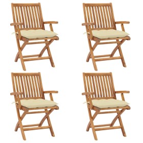 Sillas de jardín plegables 4 uds madera maciza teca con cojines en Sillas de jardín | Comprar online en Foru.es
