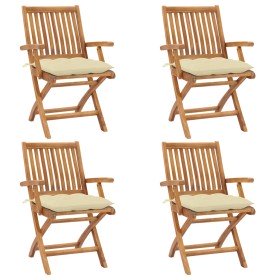 Sillas de jardín plegables 4 uds madera maciza teca con cojines en Sillas de jardín | Comprar online en Foru.es