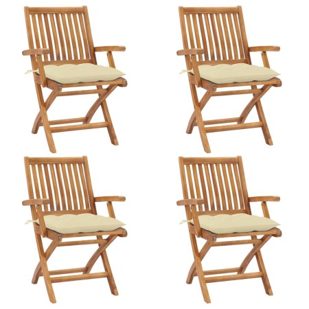Sillas de jardín plegables 4 uds madera maciza teca con cojines en Sillas de jardín | Comprar online en Foru.es