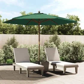 Sombrilla de jardín con poste de madera verde 299x240 cm de vidaXL, Sombrillas - Ref: Foro24-363168, Precio: 78,60 €, Descuen...