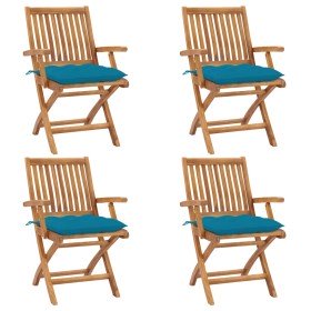 Sillas de jardín plegables 4 uds madera maciza teca con cojines en Sillas de jardín | Comprar online en Foru.es