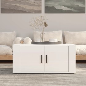 Mesa de centro madera contrachapada blanco brillo 80x50x36 cm en Mesas de centro | Comprar online en Foru.es