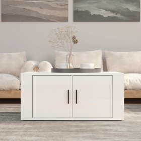 Mesa de centro madera contrachapada blanco brillo 80x50x36 cm en Mesas de centro | Comprar online en Foru.es