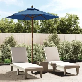 Sombrilla de jardín con poste de madera azul celeste 196x231 cm de vidaXL, Sombrillas - Ref: Foro24-363166, Precio: 54,56 €, ...
