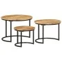 Mesas apilables 3 piezas madera maciza de mango rugosa de vidaXL, Mesas de centro - Ref: Foro24-353901, Precio: 121,19 €, Des...