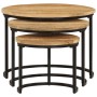Mesas apilables 3 piezas madera maciza de mango rugosa de vidaXL, Mesas de centro - Ref: Foro24-353901, Precio: 117,04 €, Des...