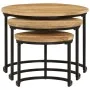 Mesas apilables 3 piezas madera maciza de mango rugosa de vidaXL, Mesas de centro - Ref: Foro24-353901, Precio: 121,19 €, Des...