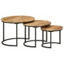 Mesas apilables 3 piezas madera maciza de mango rugosa de vidaXL, Mesas de centro - Ref: Foro24-353901, Precio: 117,04 €, Des...