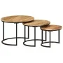 Mesas apilables 3 piezas madera maciza de mango rugosa de vidaXL, Mesas de centro - Ref: Foro24-353901, Precio: 121,19 €, Des...