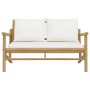 Banco de jardín de bambú con cojines blanco crema de vidaXL, Sofás modulares de exterior - Ref: Foro24-363460, Precio: 180,80...