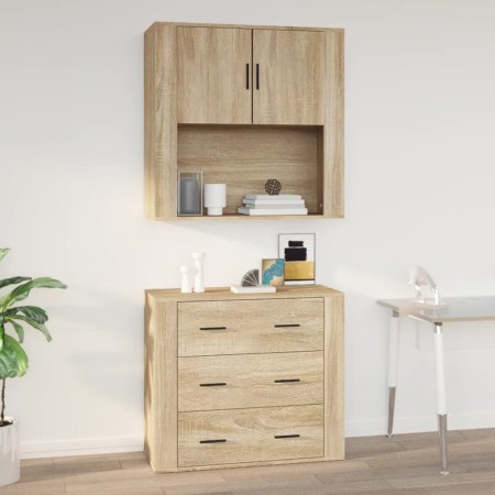 Armario de pared madera contrachapada roble sonoma 80x33x80 cm en Armarios y almacenamiento | Comprar online en Foru.es