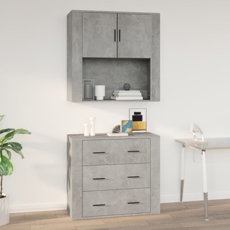 Armario de pared madera contrachapada gris hormigón 80x33x80 cm en Armarios y almacenamiento | Comprar online en Foru.es