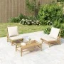 Sillas de jardín 2 uds bambú con cojines blanco crema de vidaXL, Sofás modulares de exterior - Ref: Foro24-363455, Precio: 22...