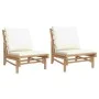 Sillas de jardín 2 uds bambú con cojines blanco crema de vidaXL, Sofás modulares de exterior - Ref: Foro24-363455, Precio: 22...