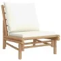 Sillas de jardín 2 uds bambú con cojines blanco crema de vidaXL, Sofás modulares de exterior - Ref: Foro24-363455, Precio: 22...