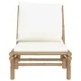Sillas de jardín 2 uds bambú con cojines blanco crema de vidaXL, Sofás modulares de exterior - Ref: Foro24-363455, Precio: 22...