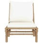 Sillas de jardín 2 uds bambú con cojines blanco crema de vidaXL, Sofás modulares de exterior - Ref: Foro24-363455, Precio: 23...