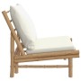 Sillas de jardín 2 uds bambú con cojines blanco crema de vidaXL, Sofás modulares de exterior - Ref: Foro24-363455, Precio: 23...