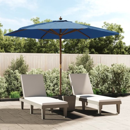 Sombrilla de jardín con poste de madera azul celeste 299x240 cm de vidaXL, Sombrillas - Ref: Foro24-363174, Precio: 99,63 €, ...