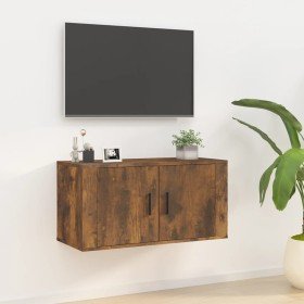 Mueble para TV de pared roble ahumado 80x34,5x40 cm en Muebles TV | Comprar online en Foru.es