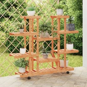 Soporte de flores con ruedas madera maciza abeto 110x25x115 cm de vidaXL, Soportes para macetas - Ref: Foro24-362860, Precio:...
