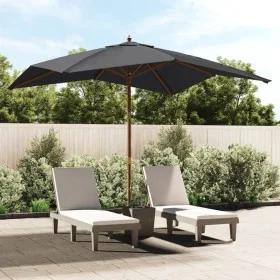 Sombrilla de jardín con poste de madera negro 300x300x273 cm de vidaXL, Sombrillas - Ref: Foro24-363197, Precio: 81,41 €, Des...